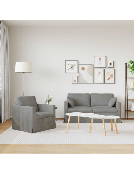 Set di divani 2 pcs Grigio chiaro 158 x 78 x 80 cm Velluto