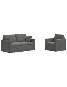 Set di divani 2 pcs Grigio scuro 158 x 78 x 80 cm Velluto 2