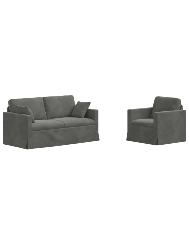 Set di divani 2 pcs Grigio scuro 158 x 78 x 80 cm Velluto