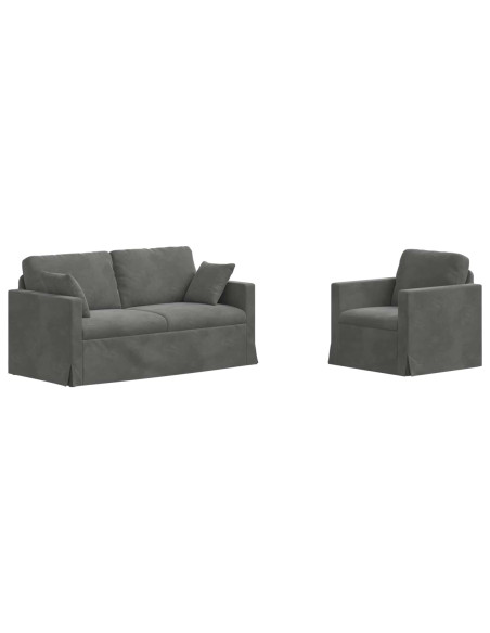 Set di divani 2 pcs Grigio scuro 158 x 78 x 80 cm Velluto
