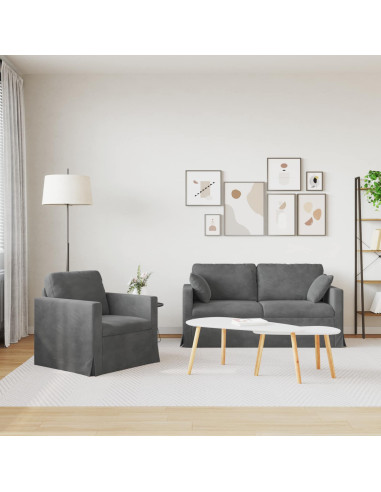 Set di divani 2 pcs Grigio scuro 158 x 78 x 80 cm Velluto