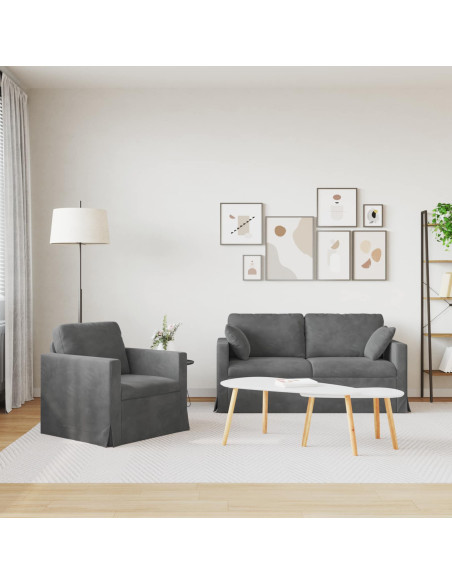 Set di divani 2 pcs Grigio scuro 158 x 78 x 80 cm Velluto