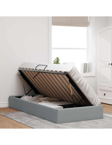 Letto con Contenitore Grigio chiaro 203 x 100 cm Tessuto