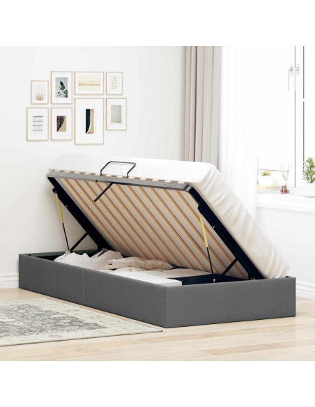 Letto con Contenitore Grigio scuro 203 x 100 cm Tessuto