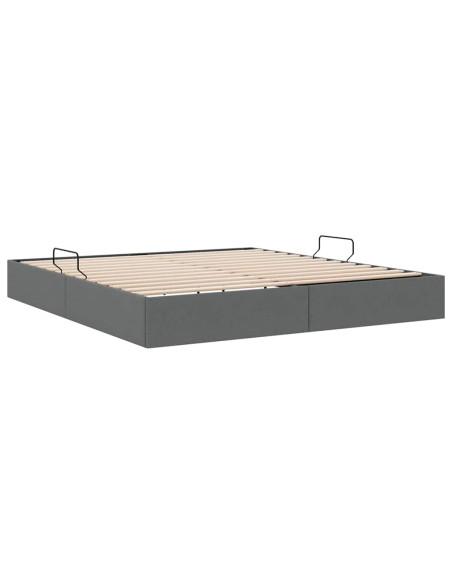 Letto con Contenitore Grigio scuro 193 x 203 cm Tessuto