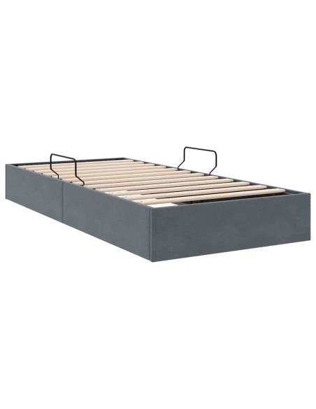 Letto con Contenitore Grigio scuro 100 x 190 cm Velluto