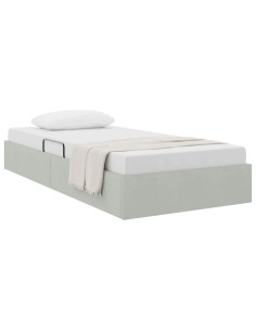 Letto con Contenitore Grigio chiaro 100 x 203 cm Velluto 2
