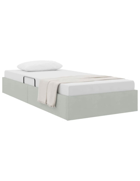 Letto con Contenitore Grigio chiaro 100 x 203 cm Velluto