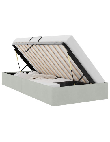Letto con Contenitore Grigio chiaro 100 x 203 cm Velluto
