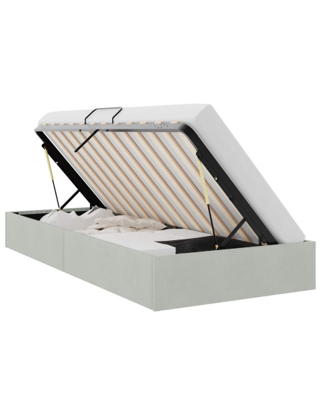 Letto con Contenitore Grigio chiaro 100 x 203 cm Velluto