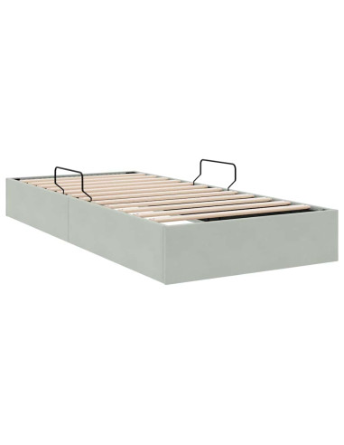 Letto con Contenitore Grigio chiaro 100 x 203 cm Velluto