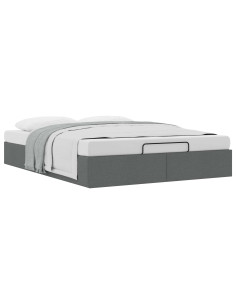 Letto ottomano Grigio Scuro 153 x 203 cm Tessuto 2