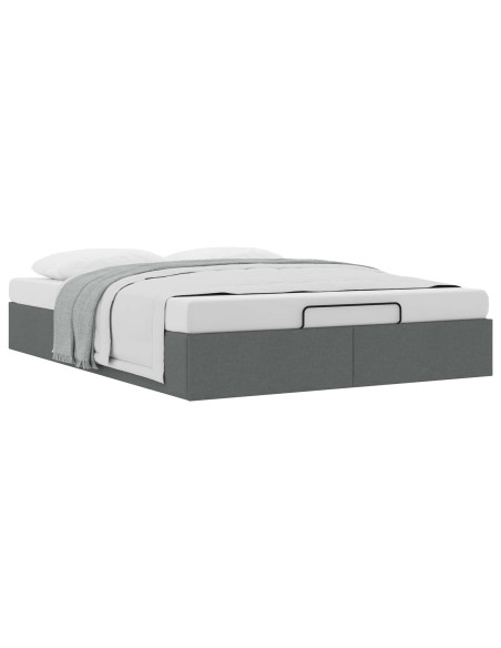 Letto ottomano Grigio Scuro 153 x 203 cm Tessuto