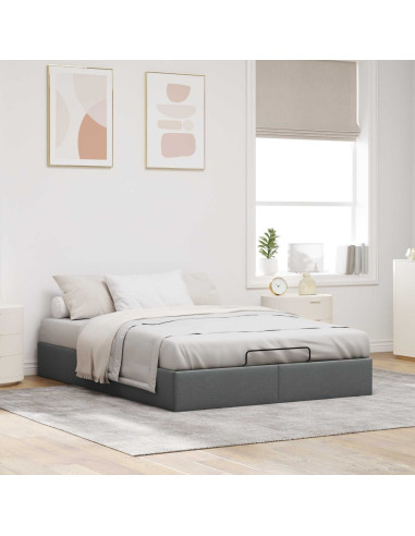 Letto ottomano Grigio Scuro 153 x 203 cm Tessuto