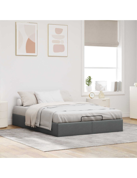 Letto ottomano Grigio Scuro 153 x 203 cm Tessuto
