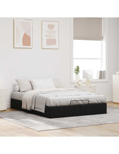 Letto ottomano Nero 153 x 203 cm Tessuto