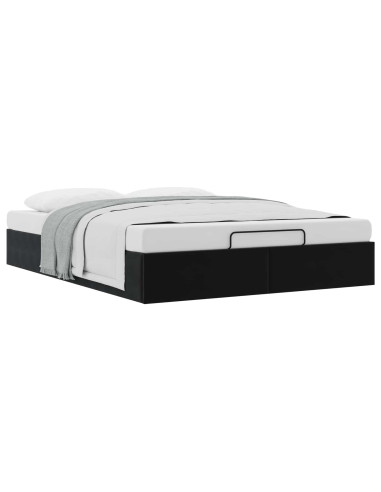 Letto ottomano Nero 153 x 203 cm Velluto