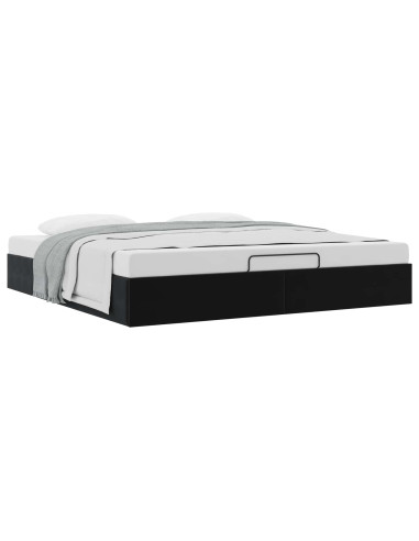 Letto ottomano Nero King size Velluto