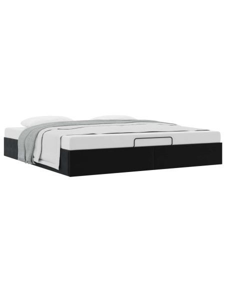 Letto ottomano Nero King size Velluto