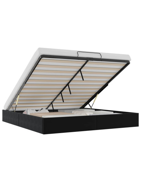 Letto ottomano Nero King size Velluto
