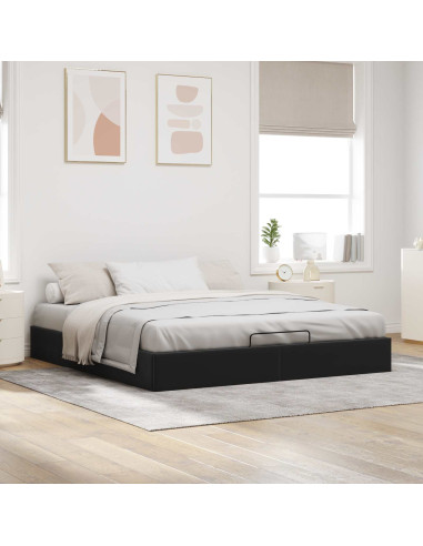 Letto ottomano Nero King size Velluto