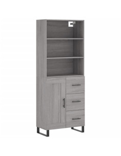 Credenza Grigio Sonoma 69,5x34x180 cm in Legno Multistrato 2