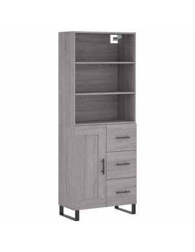 Credenza Grigio Sonoma 69,5x34x180 cm in Legno Multistrato