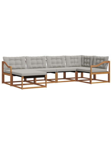 Set di divani da esterno 6 pcs Grigio Naturale e Chiaro
