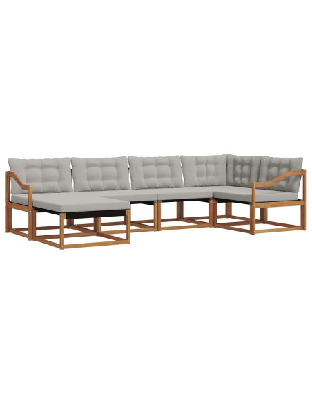 Set di divani da esterno 6 pcs Grigio Naturale e Chiaro