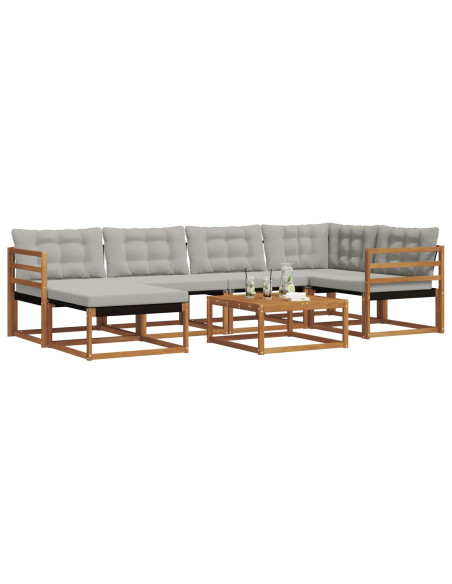 Set di divani da esterno 7 pcs Grigio Naturale e Chiaro