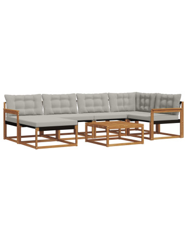 Set di divani da esterno 7 pcs Grigio Naturale e Chiaro