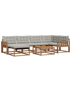 Set di divani da esterno 7 pcs Grigio Naturale e Chiaro 2