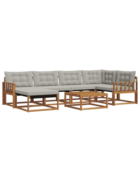 Set di divani da esterno 7 pcs Grigio Naturale e Chiaro