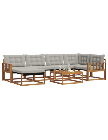Set di divani da esterno 7 pcs Grigio Naturale e Chiaro
