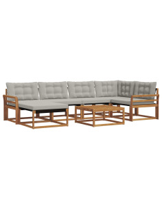 Set di divani da esterno 7 pcs Grigio Naturale e Chiaro 2