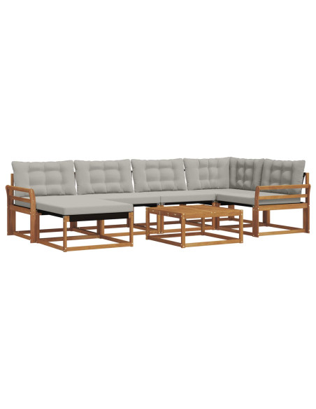 Set di divani da esterno 7 pcs Grigio Naturale e Chiaro