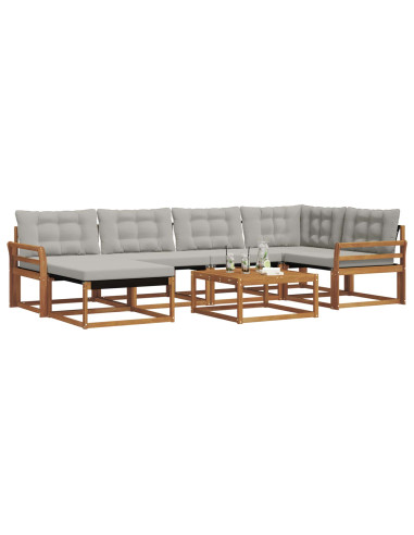 Set di divani da esterno 7 pcs Grigio Naturale e Chiaro