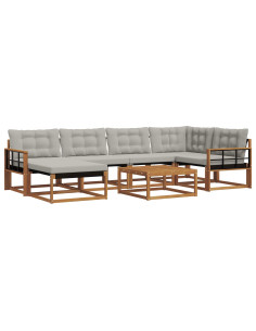 Set di divani da esterno 7 pcs Grigio Naturale e Chiaro 2