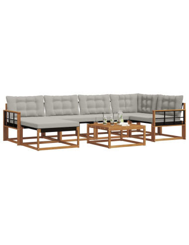 Set di divani da esterno 7 pcs Grigio Naturale e Chiaro