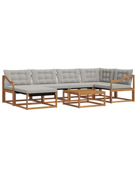 Set di divani da esterno 7 pcs Grigio Naturale e Chiaro