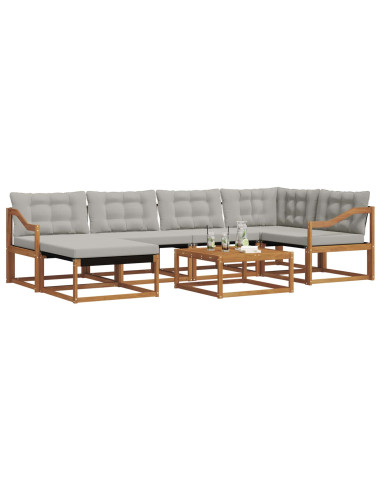 Set di divani da esterno 7 pcs Grigio Naturale e Chiaro