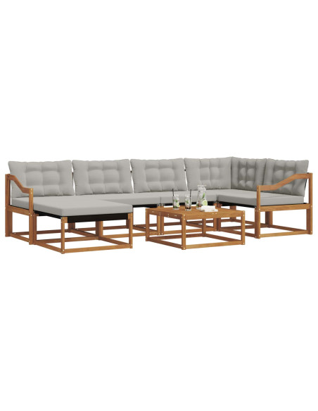 Set di divani da esterno 7 pcs Grigio Naturale e Chiaro