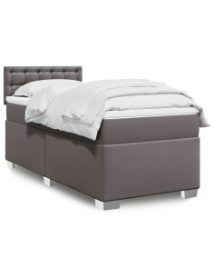 Giroletto a Molle con Materasso Grgio 80x200 cm in Similpelle