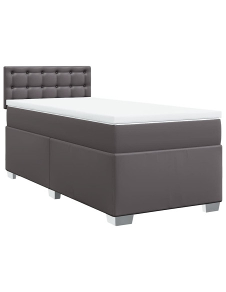 Giroletto a Molle con Materasso Grgio 80x200 cm in Similpelle
