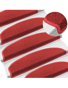 Tappetini per scale autoadesivi 15 pcs Rosso 80 x 24,5 x 3,5 cm 2