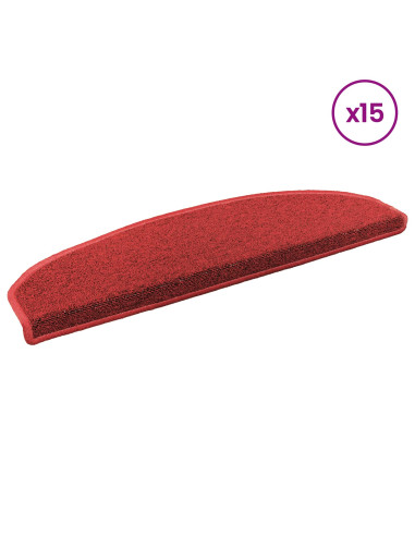 Tappetini per scale autoadesivi 15 pcs Rosso 80 x 24,5 x 3,5 cm