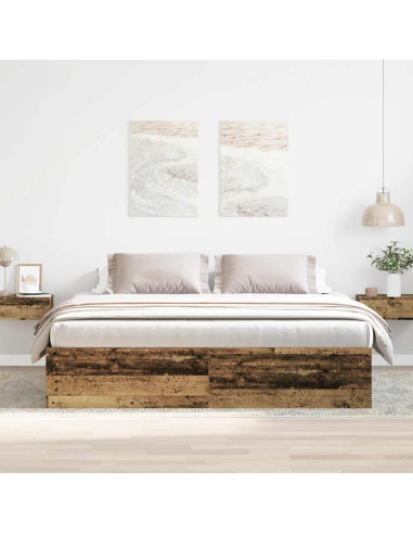 Giroletto senza Materasso Legno Antico 200x200 cm in Truciolato