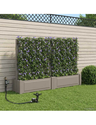 Grande vaso con trellis 2 pcs Grigio 200 x 43 x 133,5 cm PP