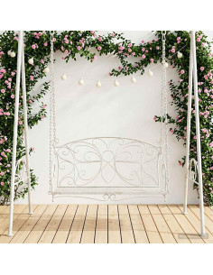 Panchina a Dondolo Acciaio 105,5 x 61 x 56 cm Bianco Antico