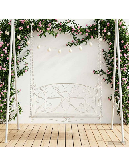 Panchina a Dondolo Acciaio 105,5 x 61 x 56 cm Bianco Antico